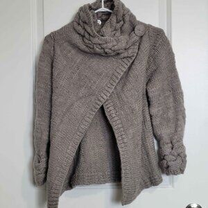 HANDMADE thick wool cowlneck sweater, womens